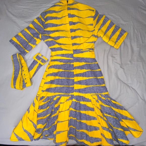 IMADE African Print Mock Neck Mini Dress w/ Belt by ÖFUURË - Picture 3 of 7